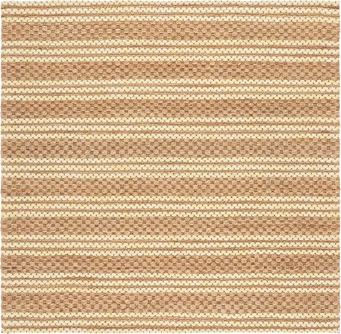 Martha Stewart X SAFAVIEH Collection Area Rug - 6' Square, Natural & Yellow, Handmade Wool & Jute, Ideal for Living Room, Bedroom, Dining Space (MSR9528D)