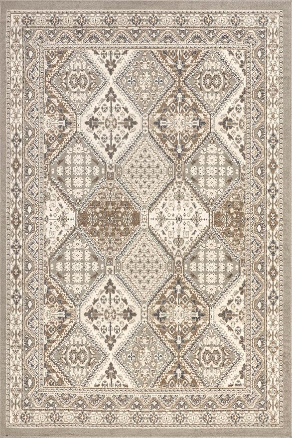 nuLOOM 3x5 Becca Traditional Tiled Area Rug, Taupe, Faded Transitional Design, Stain Resistant, For Bedroom, Dining Room, Living Room, Hallway, Office, Kitchen, Entryway