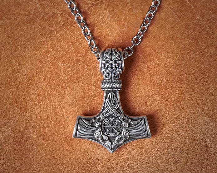 Baldur Jewelry - Thors Hammer Necklace Pendant Mjölnir - Viking Norse Thor Hammer Pendant Viking Jewelry - Thor Necklace - Thor Gifts for Men - Viking Necklace for Men