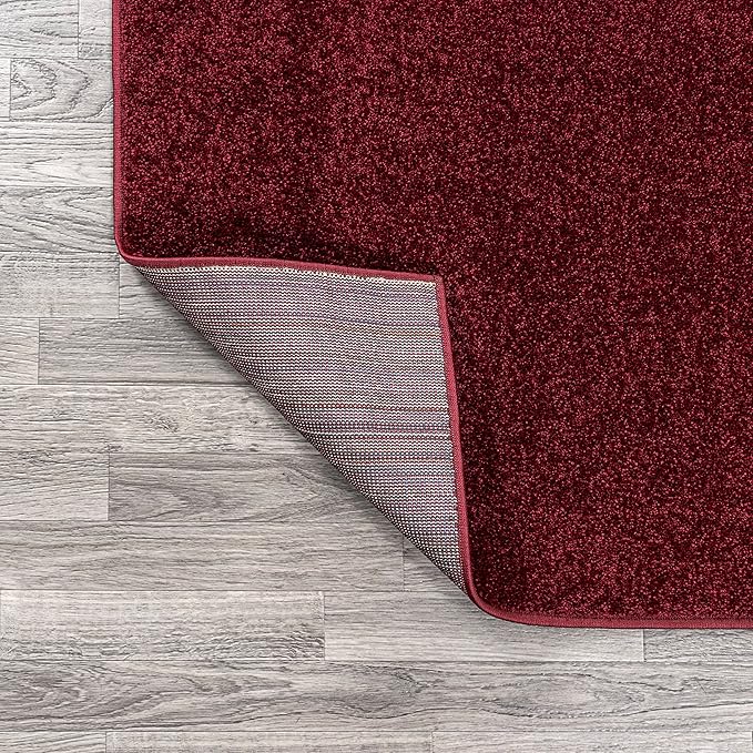 JONATHAN Y Haze Solid Low-Pile Dark Red 4' Round Indoor Area Rug, Coastal,Bohemian,Minimalist,Classic, Easy-Cleaning for Living Room,Bedroom,Kitchen,Pet Friendly,Non-Shedding (SEU100Q-4R)