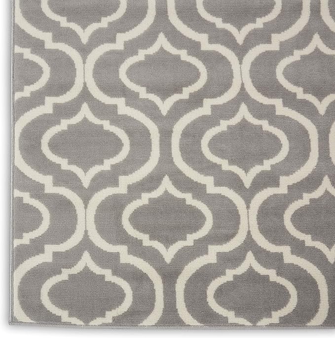 Nourison Home Jubilant Grey 8'6" x 12' Area Rug - Easy Clean, Non Shedding, Bed Room, Living Room, Dining Room, Kitchen (9' x 12')
