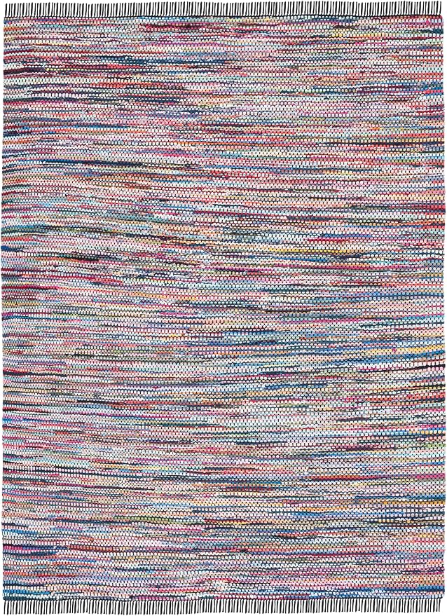 SAFAVIEH Montauk Collection Area Rug - 9' x 12', Black & Pink, Handmade Flat Weave Cotton, Ideal for High Traffic Areas in Living Room, Bedroom (MTK251Z)