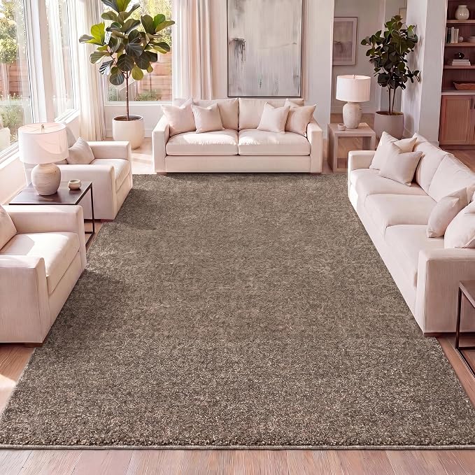 JONATHAN Y Haze Solid Low-Pile Brown Indoor Area Rug 9x12, Coastal,Bohemian,Minimalist,Classic, Easy-Cleaning for Living Room,Bedroom,Kitchen,Pet Friendly,Non-Shedding (SEU100J-9)