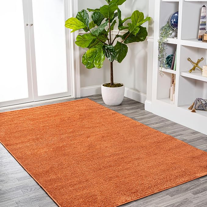 JONATHAN Y Haze Solid Low-Pile Orange Indoor Area Rug 3x5, Coastal,Bohemian,Minimalist,Classic, Easy-Cleaning for Living Room,Bedroom,Kitchen,Pet Friendly,Non-Shedding (SEU100M-3)
