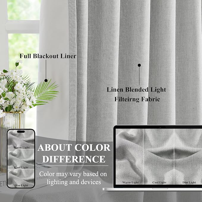 WEST LAKE Light Grey Pinch Pleated Full Blackout Curtain Panels 112 Inches Length,Extra Long French Pleat Drapes for Bedroom,Modern Window Treatment,Back Tabs Hooks,40" Wx112 L(Pack of 2)