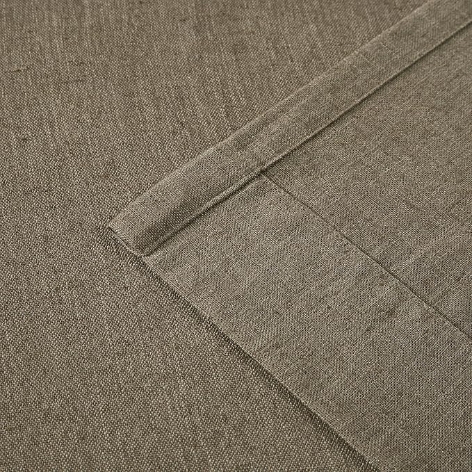 Vision Home Brown Pinch Pleated Semi Sheer Curtains Textured Linen Blended Light Filtering Window Curtains 84 inch for Living Room Bedroom Pinch Pleat Drapes with Hooks 2 Panels 40" Wx84 L
