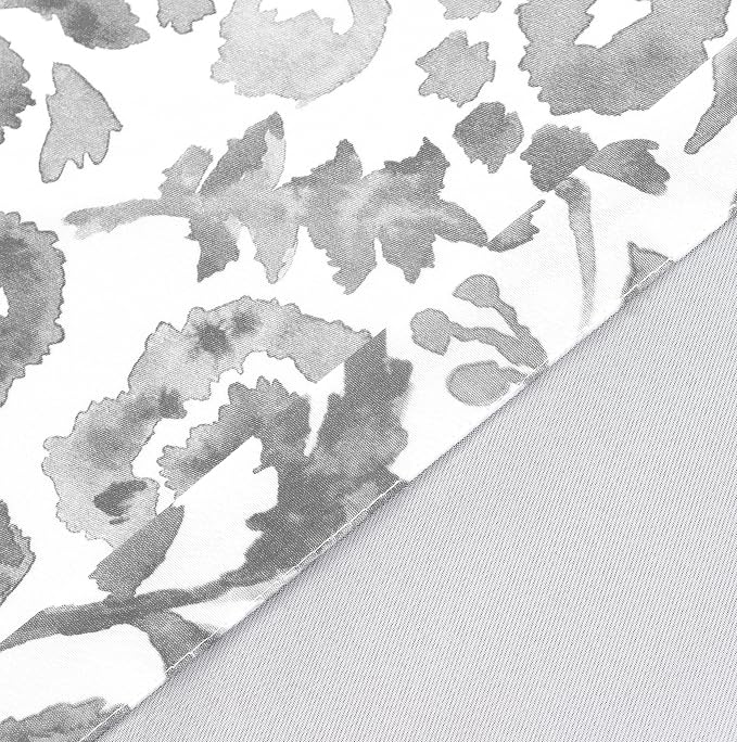 DriftAway Julia Blackout Curtains Grommet 2 Panels, W52xL84, Gray | Floral Curtains, Bedroom, Living Room, Room Darking, Watercolor Pattern, 2 Layers, Thermal Insulated, Window Treatment