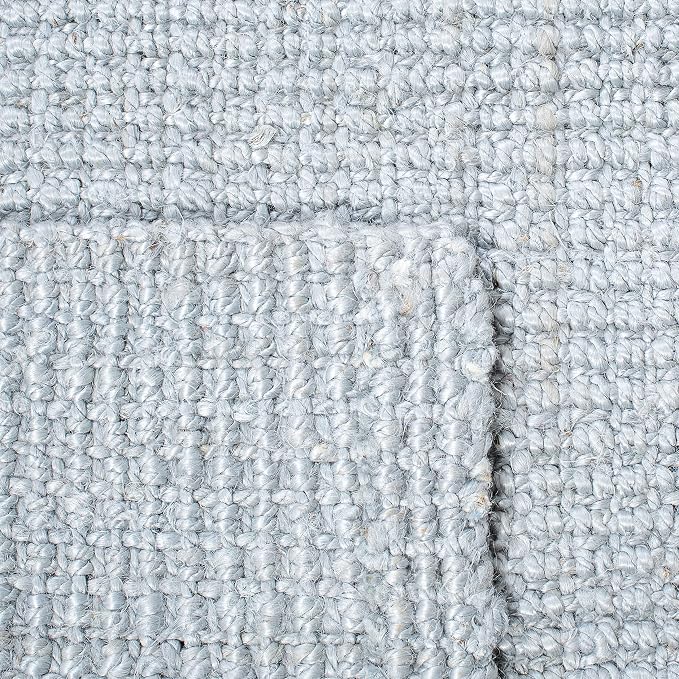 SAFAVIEH Area Rug 9' Round - Natural Fiber Collection - Light Grey, Handmade Jute & Coir, Farmhouse Style, Chunky Textured Thick Pile (NF747F)
