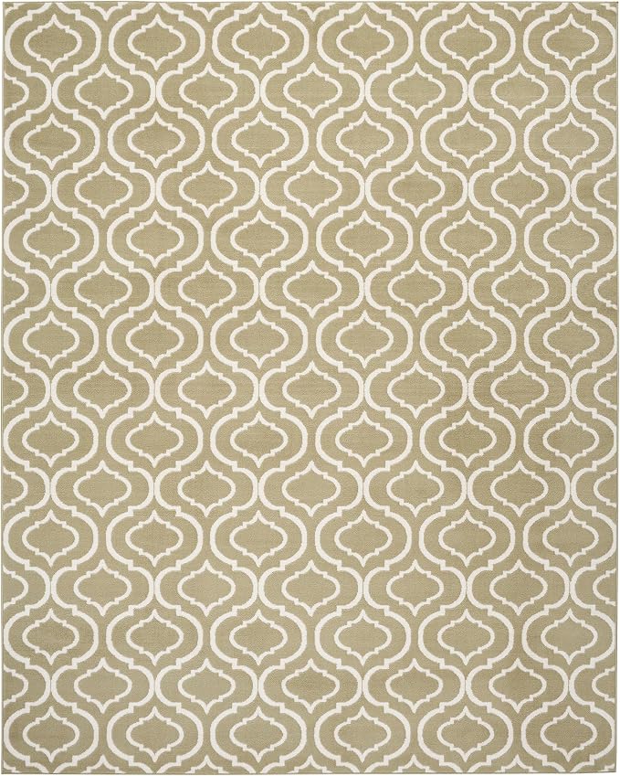 Nourison Home Jubilant Olive 5'3" x 7'3" Area Rug - Easy Clean, Non Shedding, Bed Room, Living Room, Dining Room, Kitchen (5' x 7')