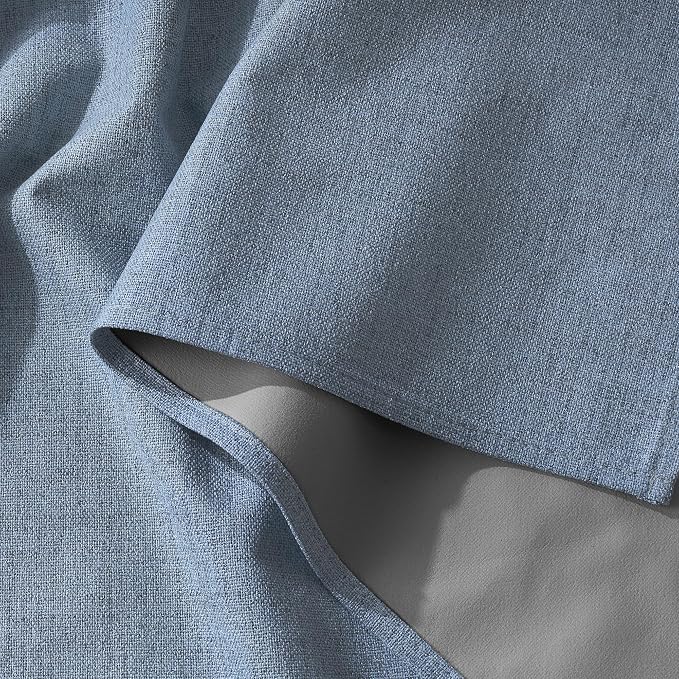 RYB HOME Smoky Blue 100% Blackout Curtains for Bedroom 102 inch Long 52 inch Wide, Linen Blackout Curtains Privacy Protection& Thermal Insulated for Sliding Door/Living Room, 2 Panels