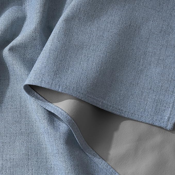 RYB HOME Smoky Blue 100% Blackout Linen Curtains 78 inch Long, Insulated & Privacy Assurd Home Decor Drapes for Bedroom/Office/Nursery, Rod Pocket & Back Tab Window Treatment, W52 X L78, 2 Panels