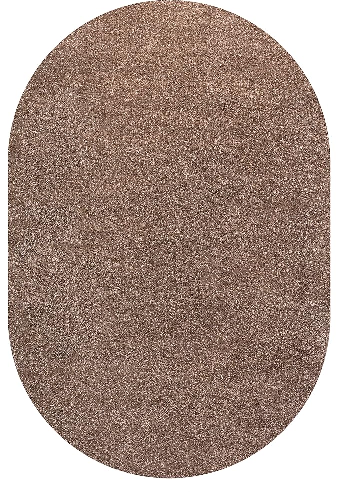 JONATHAN Y Haze Solid Low-Pile Brown 4x6 Oval Indoor Area Rug, Coastal,Bohemian,Minimalist,Classic, Easy-Cleaning for Living Room,Bedroom,Kitchen,Pet Friendly,Non-Shedding (SEU100J-4OV)