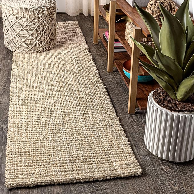 JONATHAN Y Hiro Hand Woven Chunky Jute Ivory Runner Rug, 2x12, Bohemian, Transitional, Easy-Cleaning for Living Room, Bedroom, Kitchen, Pet Friendly, Non-Shedding (NFR103A-212)