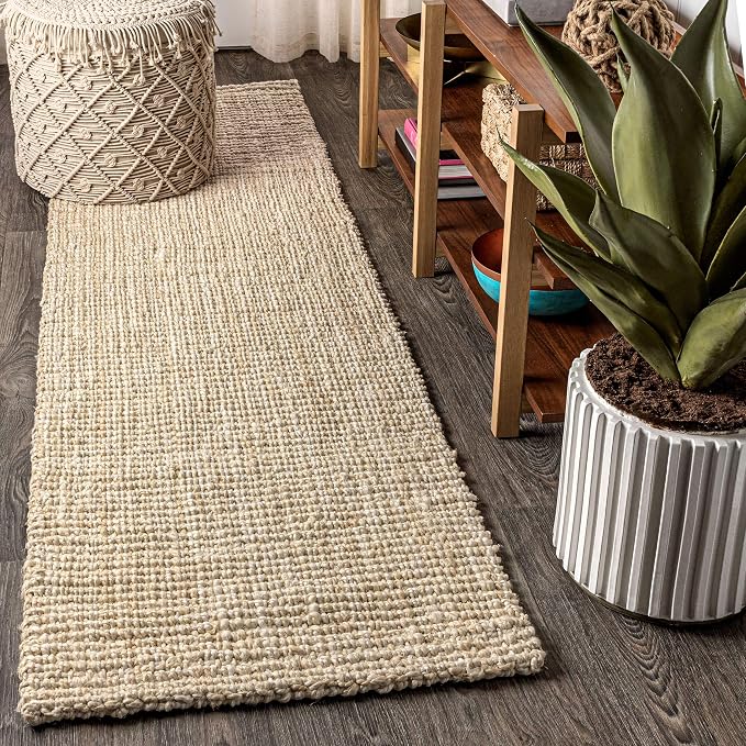 JONATHAN Y Hiro Hand Woven Chunky Jute Ivory Runner Rug, 2x10, Bohemian, Transitional, Easy-Cleaning for Living Room, Bedroom, Kitchen, Pet Friendly, Non-Shedding (NFR103A-210)
