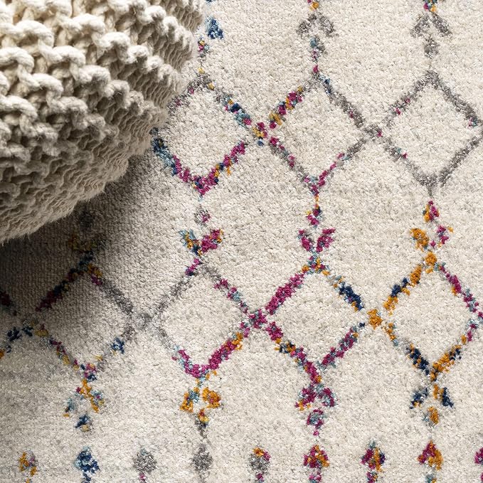 JONATHAN Y Boho Vintage Diamond Ivory/Multi Runner Rug 2X10 ft, Moroccan Hype for Living Room, Bedroom, Kitchen, Office, Easy-Cleaning, High Traffic, Pet-Friendly, Non-Shedding (MOH101E-210)