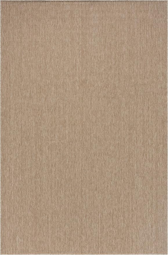 Angela Easy Jute Indoor Outdoor Rug, 6x9 Neutral Solid Jute Look, Polyester, Durable & Easy Care Outdoor Farmhouse Carpet for Patio, Porch, Living Room (6' x 9', Natural)