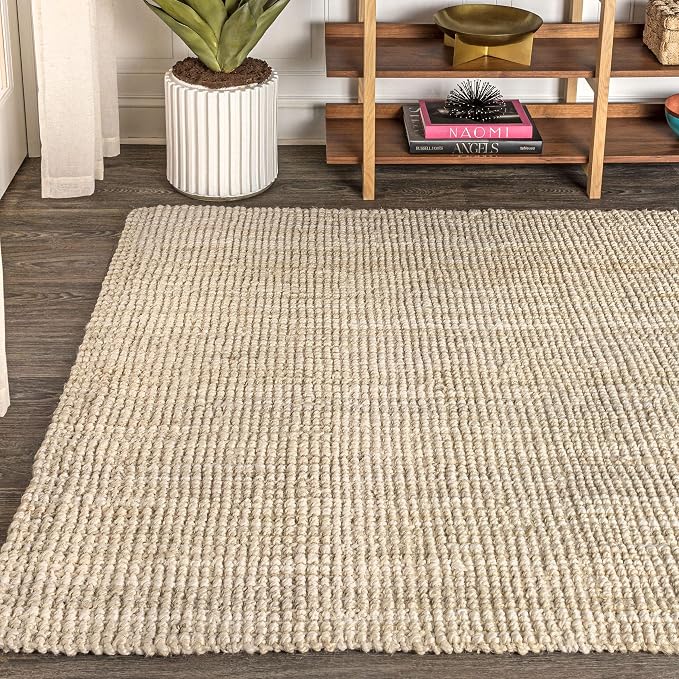JONATHAN Y Hiro Hand Woven Chunky Jute Ivory Indoor Area Rug, 5x8, Bohemian, Transitional, Easy-Cleaning for Living Room, Bedroom, Kitchen, Pet Friendly, Non-Shedding (NFR103A-5)