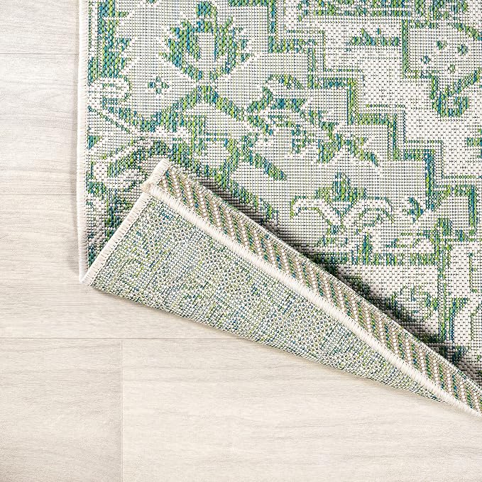 JONATHAN Y Boho Medallion Indoor Outdoor Area Rug 3X5 Green/Cream, Estrella Textured Weave for Backyard, Patio, Porch, Easy-Cleaning, High Traffic, Pet-Friendly, Non-Shedding (SMB105G-3)