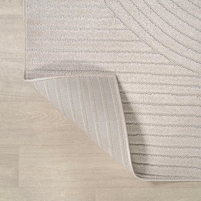 JONATHAN Y Hallie High-Low Curve Ivory/Cream Indoor/Outdoor Runner Rug, 2x8, Minimalist, Pet Friendly, Non-Shedding, Stain Resistant, Hose-Washable for Backyard, Patio, Porch (SCN100B-28)