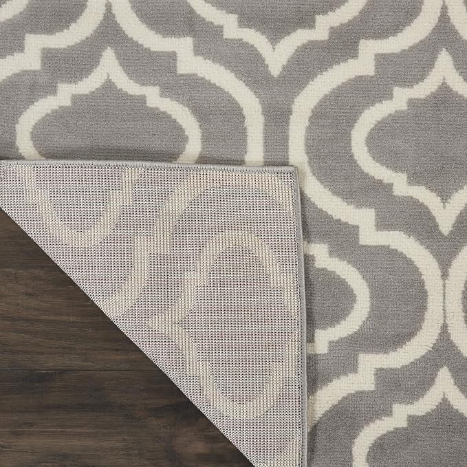 Nourison Home Jubilant Grey 8'6" x 12' Area Rug - Easy Clean, Non Shedding, Bed Room, Living Room, Dining Room, Kitchen (9' x 12')