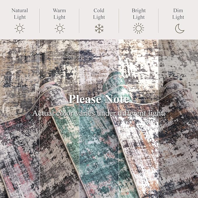 Sasttie 4ft Soft Round Area Rug, Modern Abstract Washable Circle Carpet for Living Room, Bedroom, Dining Room Table, with Non-Slip Backing, Black and Beige