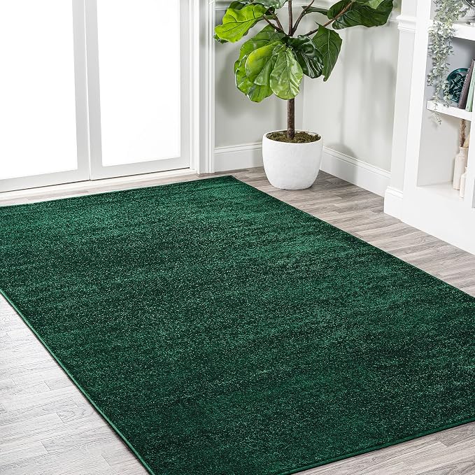 JONATHAN Y Haze Solid Low-Pile Emerald Indoor Area Rug 12x15, Coastal,Bohemian,Minimalist,Classic, Easy-Cleaning for Living Room,Bedroom,Kitchen,Pet Friendly,Non-Shedding (SEU100L-15)