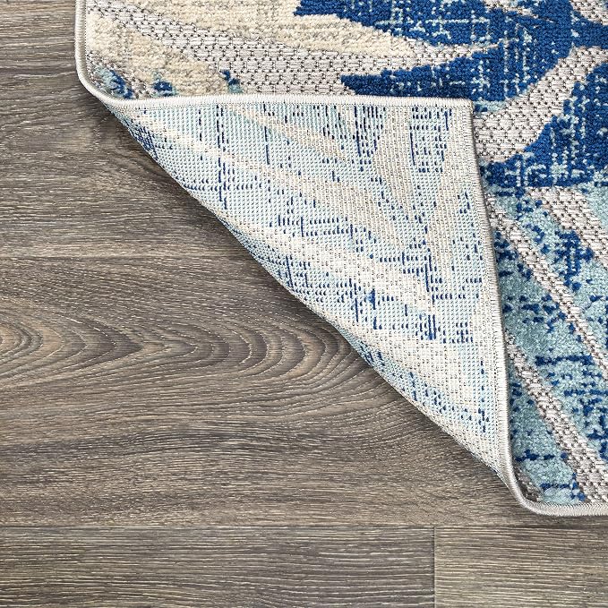 JONATHAN Y Tropics Palm Leaves Indoor Outdoor Area Rug 3X5 Gray/Blue | Ships Rolled, Durable Flat Weave, Lays Flat for Backyard, Patio, Porch, Easy-Cleaning, High Traffic,Pet-Friendly,Non-Shedding