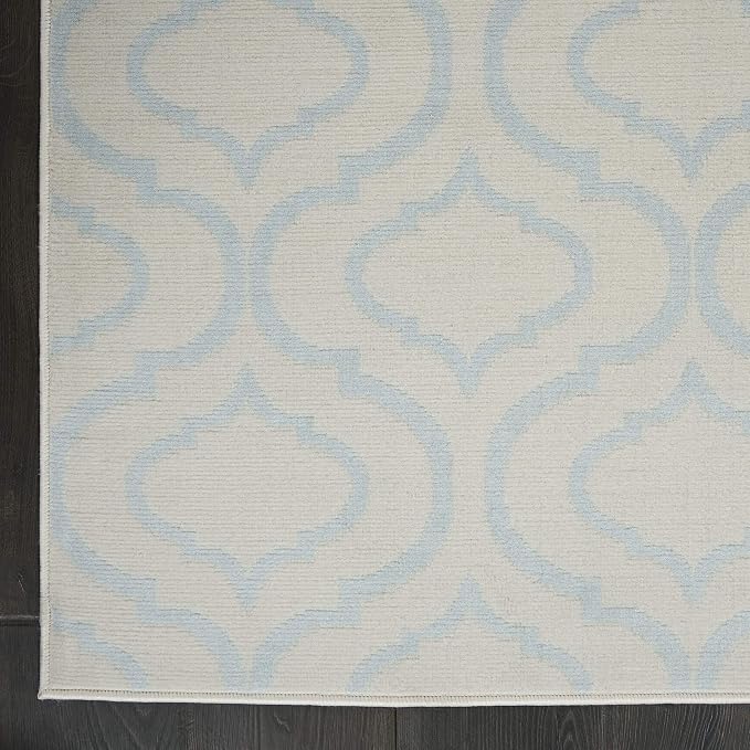 Nourison Home Jubilant Trellis Ivory/Blue 5'3" x 7'3" Area -Rug, Easy -Cleaning, Non Shedding, Bed Room, Living Room, Dining Room, Kitchen (5x7)
