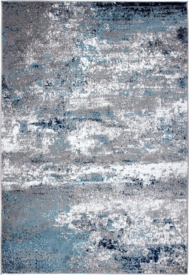Rugshop Watercolor Distressed Modern Bohemian Area Rug Blue 7'10" x 10'