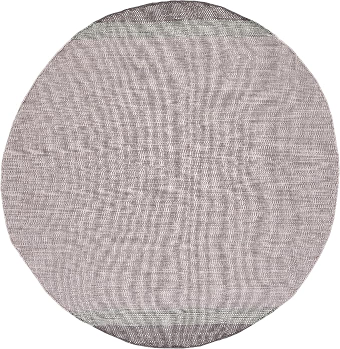 SAFAVIEH Montauk Collection Area Rug - 7' Round, Green & Grey, Handmade Flat Weave Boho Farmhouse Cotton Stripe Fringe, Ideal for High Traffic Areas in Living Room, Bedroom (MTK301Y)