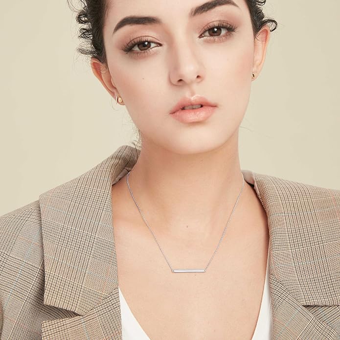 S.Leaf Gold Dainty Pendant Necklaces for Women Sterling Silver Gold Plated Layered Horizontal Vertical Bar Star Starburst Moon Cubic Zirconia Lariat Necklace for Women Trendy Gifts