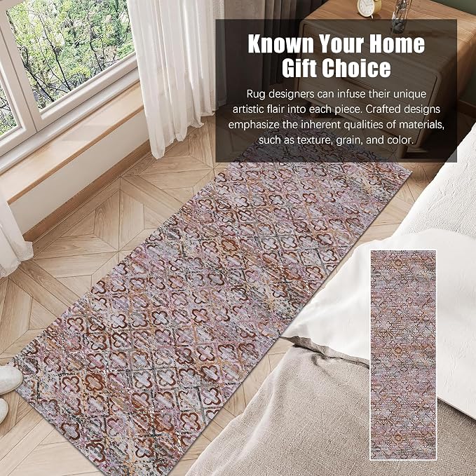 RUGSURE Washable Area Rugs, 2'6'' x 8' - 1/6 Thick - Stain & Water Resistant Non-Slip - Perfect Resistant Rug for Living Room, Bedroom, Nursery, Pet & Child Friendly, Vibrant Colors Rugs, Purple