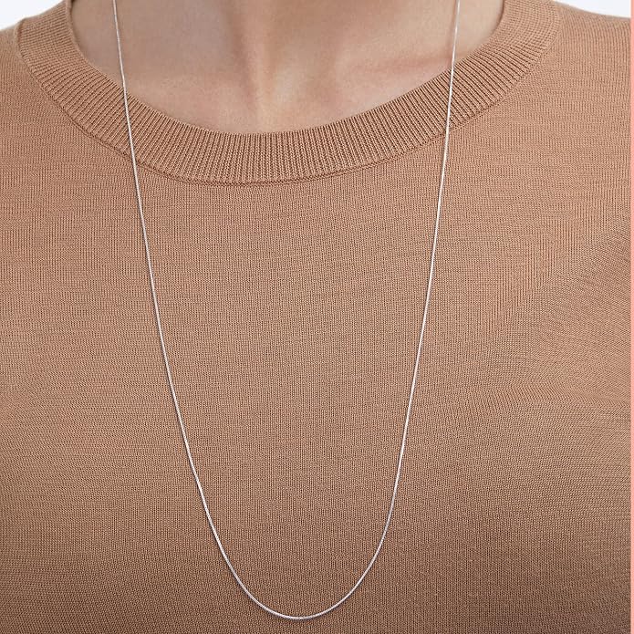 Amazon Essentials Sterling Yellow Gold or Silver Thin 0.8mm Box Chain Necklace