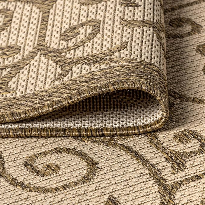 JONATHAN Y Vintage Filigree Indoor Outdoor Octagon Area Rug 5 Ft Beige/Brown, Madrid Textured Weave for Backyard, Patio, Porch, Easy-Cleaning, High Traffic, Pet-Friendly, Non-Shedding (SMB107B-5TGN)