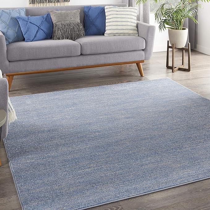 Nourison Home Nourison Essentials Blue Grey 5' x Square Area Rug - Easy Clean, Non Shedding, Bed Room, Living Room, Dining Room, Kitchen (5' x Square)