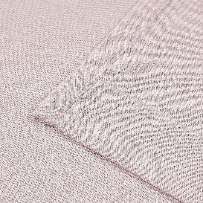 Vision Home Soft Pink Pinch Pleated Semi Sheer Curtains Textured Linen Blended Light Filtering Window Curtains 120 inch for Living Room Bedroom Pinch Pleat Drapes with Hooks 10ft 2 Panels 40" Wx120 L