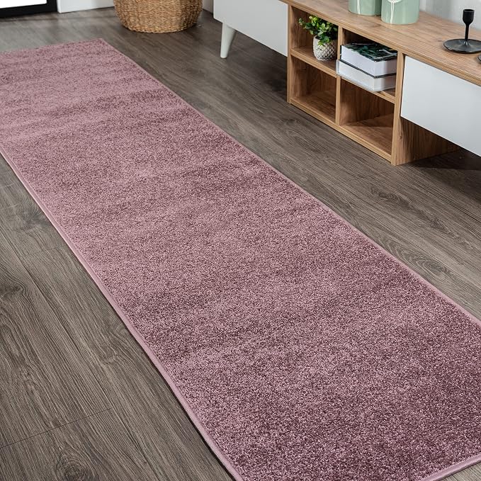 JONATHAN Y Haze Solid Low-Pile Light Purple Runner Rug 2x10, Coastal,Bohemian,Minimalist,Classic, Easy-Cleaning for Living Room,Bedroom,Kitchen,Pet Friendly,Non-Shedding (SEU100R-210)