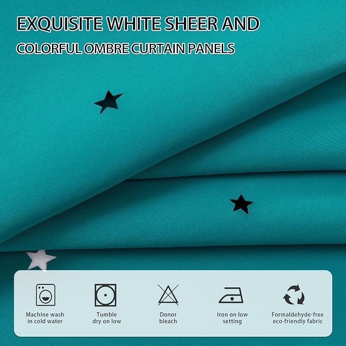 XiDi Black Out Curtains for Bedroom Windows, Girls Room Decor, Unicorn Theme for Kids, Living Room - 84 Inches Long, 2 Panel, Teal
