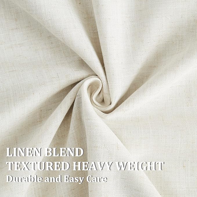 Vision Home Natural Pinch Pleated Full Blackout Curtains Linen Blended Room Darkening Window Curtains 120 inch for Living Room Bedroom Thermal Insulated Pinch Pleat Drapes with Hooks 10ft 40"Wx120"Lx2