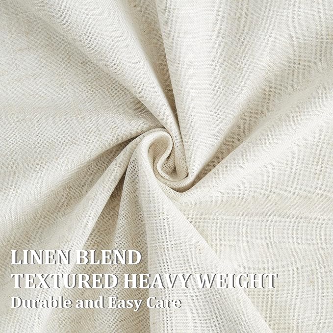Vision Home Natural Pinch Pleated Full Blackout Curtains Linen Blended Room Darkening Window Curtains 120 inch for Living Room Bedroom Thermal Insulated Pinch Pleat Drapes with Hooks 60" Wx120 Lx1