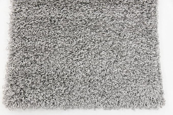 Unique Loom Solid Shag Collection Area Rug (2' x 6' 5" Runner, Cloud Gray) | Modern Solid rug, stain and water resistant, doesn't shed, easy to clean, kid and pet friendly. Ideal for the bathroom.