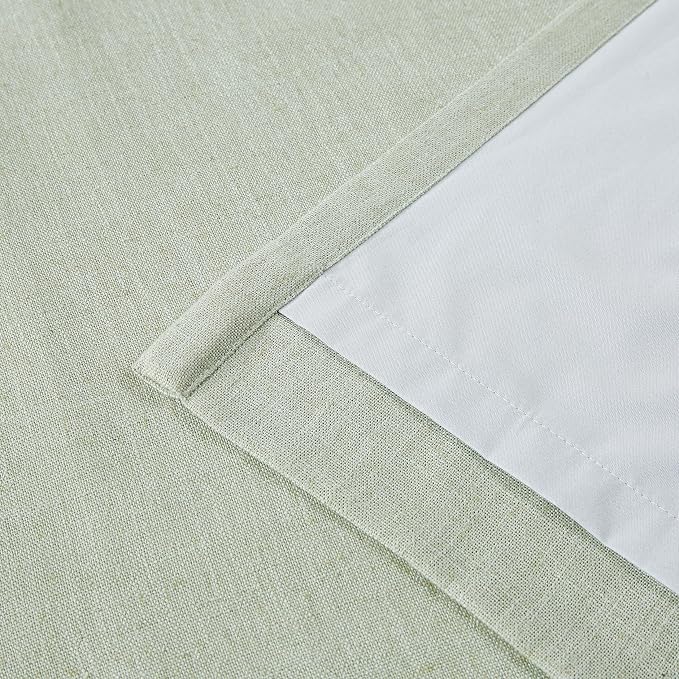 Vision Home Soft Green Pinch Pleated Full Blackout Curtains Linen Blended Room Darkening Window Curtains 63 inch for Living Room Bedroom Thermal Insulated Pinch Pleat Drapes with Hooks 60" Wx63 Lx1