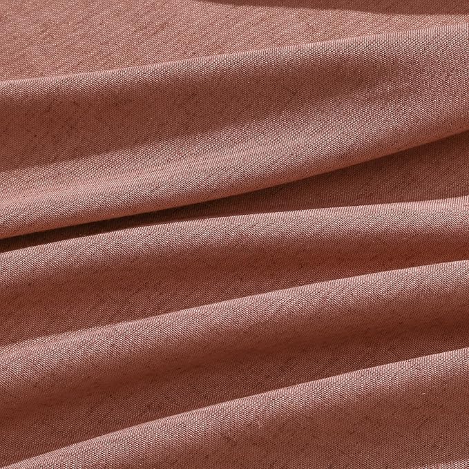 Aersas Canyon Rose Pinch Pleated Linen Curtains 72 Inch Length 2 Panels for Living Room Bedroom Semi Sheer Window Curtain Boho Neutral Back Tab Pinch Pleat Drape with Hooks 40x72