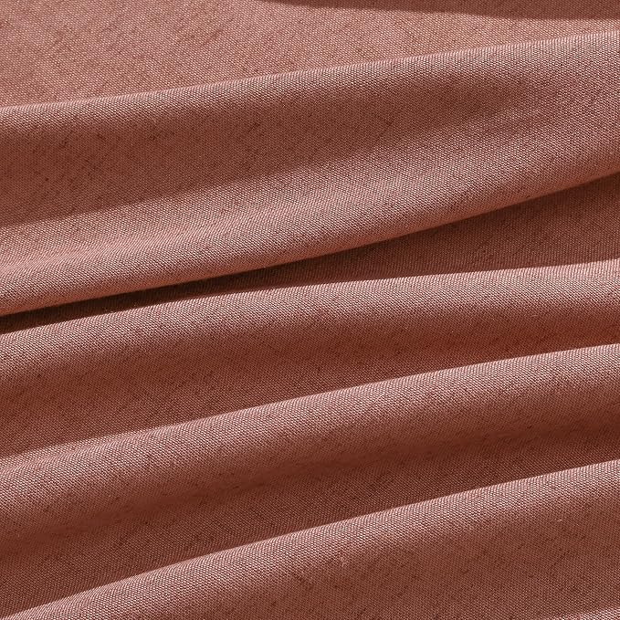 Aersas Canyon Rose Pinch Pleated Linen Curtains 90 Inch Length 2 Panels for Living Room Bedroom Semi Sheer Window Curtain Boho Neutral Back Tab Pinch Pleat Drape with Hooks 40x90