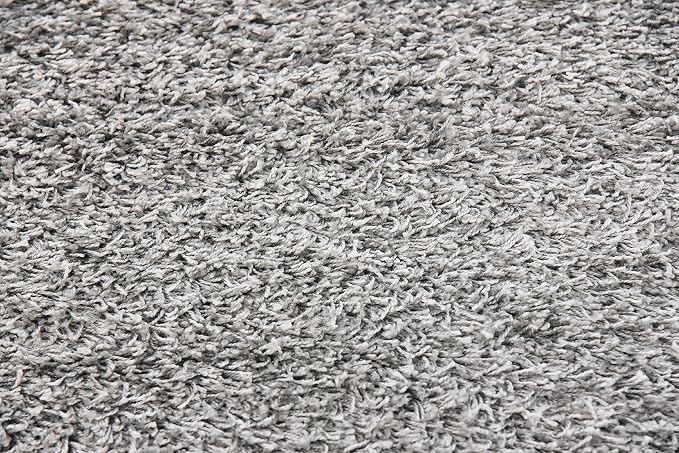 Unique Loom Solid Shag Collection Area Rug (2' x 6' 5" Runner, Cloud Gray) | Modern Solid rug, stain and water resistant, doesn't shed, easy to clean, kid and pet friendly. Ideal for the bathroom.