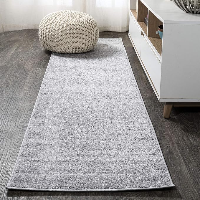 JONATHAN Y Haze Solid Low-Pile Light Gray Runner Rug 2x16, Coastal,Bohemian,Minimalist,Classic, Easy-Cleaning for Living Room,Bedroom,Kitchen,Pet Friendly,Non-Shedding (SEU100K-216)