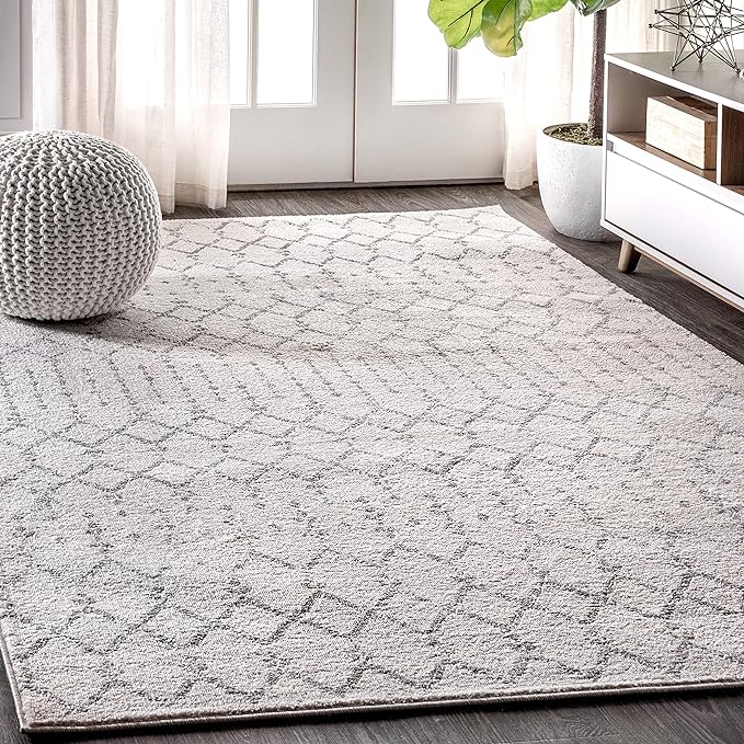 JONATHAN Y Boho Vintage Diamond Cream/Gray Indoor Area Rug 6X9 ft, Moroccan Hype for Living Room, Bedroom, Kitchen, Office, Easy-Cleaning, High Traffic, Pet-Friendly, Non-Shedding (MOH101B-6)