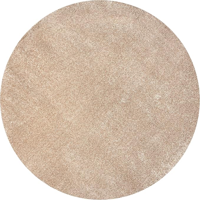 JONATHAN Y Haze Solid Low-Pile Beige 4' Round Indoor Area Rug, Coastal,Bohemian,Minimalist,Classic, Easy-Cleaning for Living Room,Bedroom,Kitchen,Pet Friendly,Non-Shedding (SEU100G-4R)