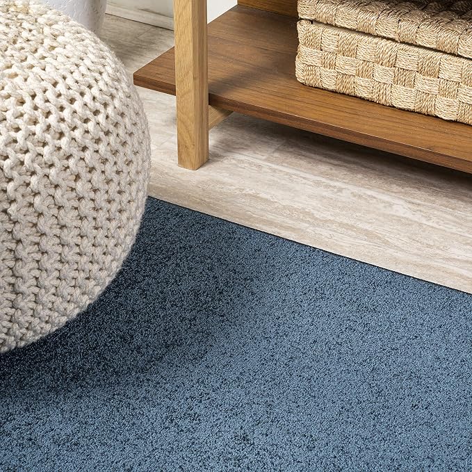 JONATHAN Y Haze Solid Low-Pile Navy 5' Round Indoor Area Rug, Coastal,Bohemian,Minimalist,Classic, Easy-Cleaning for Living Room,Bedroom,Kitchen,Pet Friendly,Non-Shedding (SEU100C-5R)