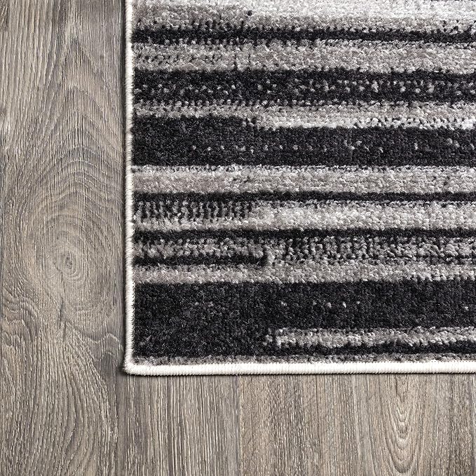 JONATHAN Y Linear Modern Half-Stripe Gray/Cream Indoor Area Rug, 5x8, Contemporary, Transitional, Easy-Cleaning for Living Room, Bedroom, Kitchen, Pet Friendly, Non-Shedding (CTP112B-5)